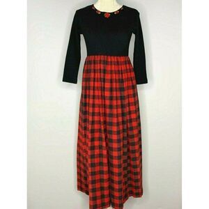 Vtg Storybook Heirlooms Maxi Dress Buffalo Plaid
